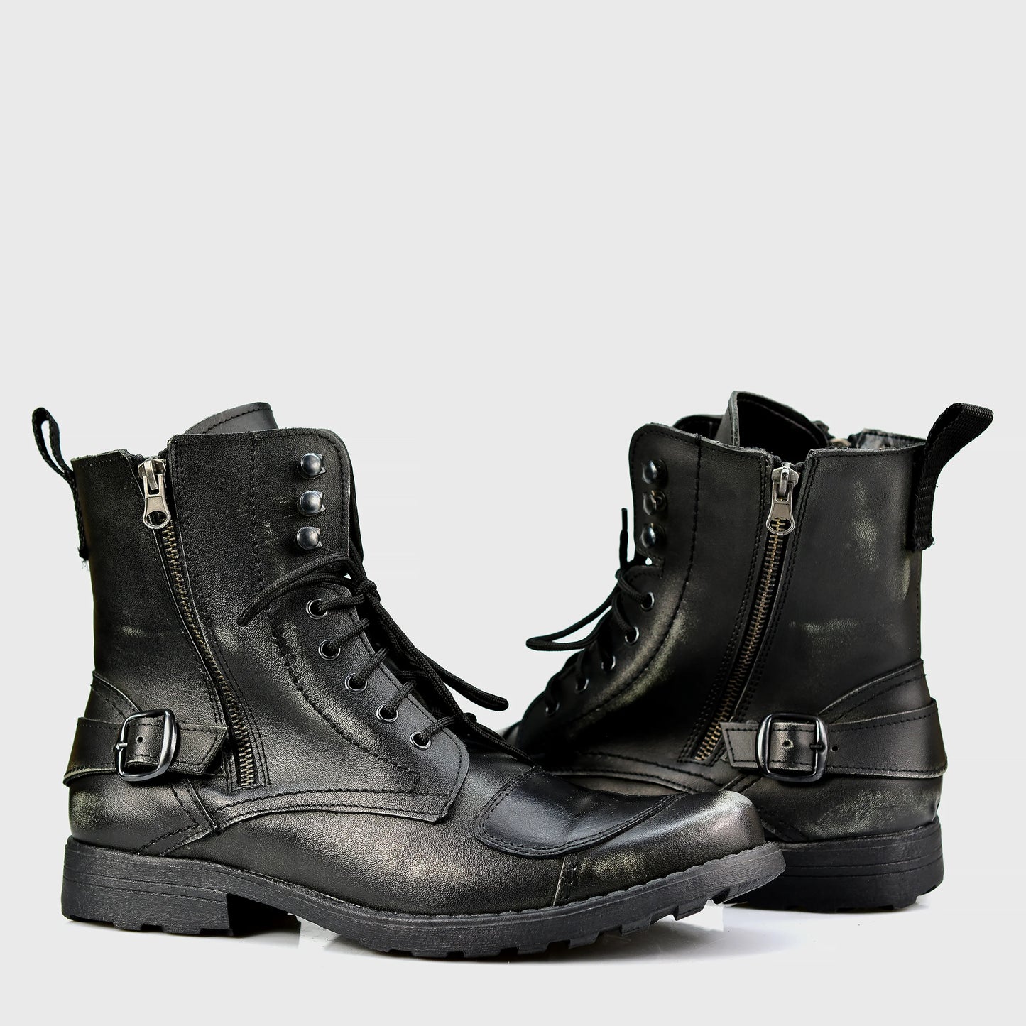 Black Leather Men’s Motorcycle Boots – Jimy | KarolShoes