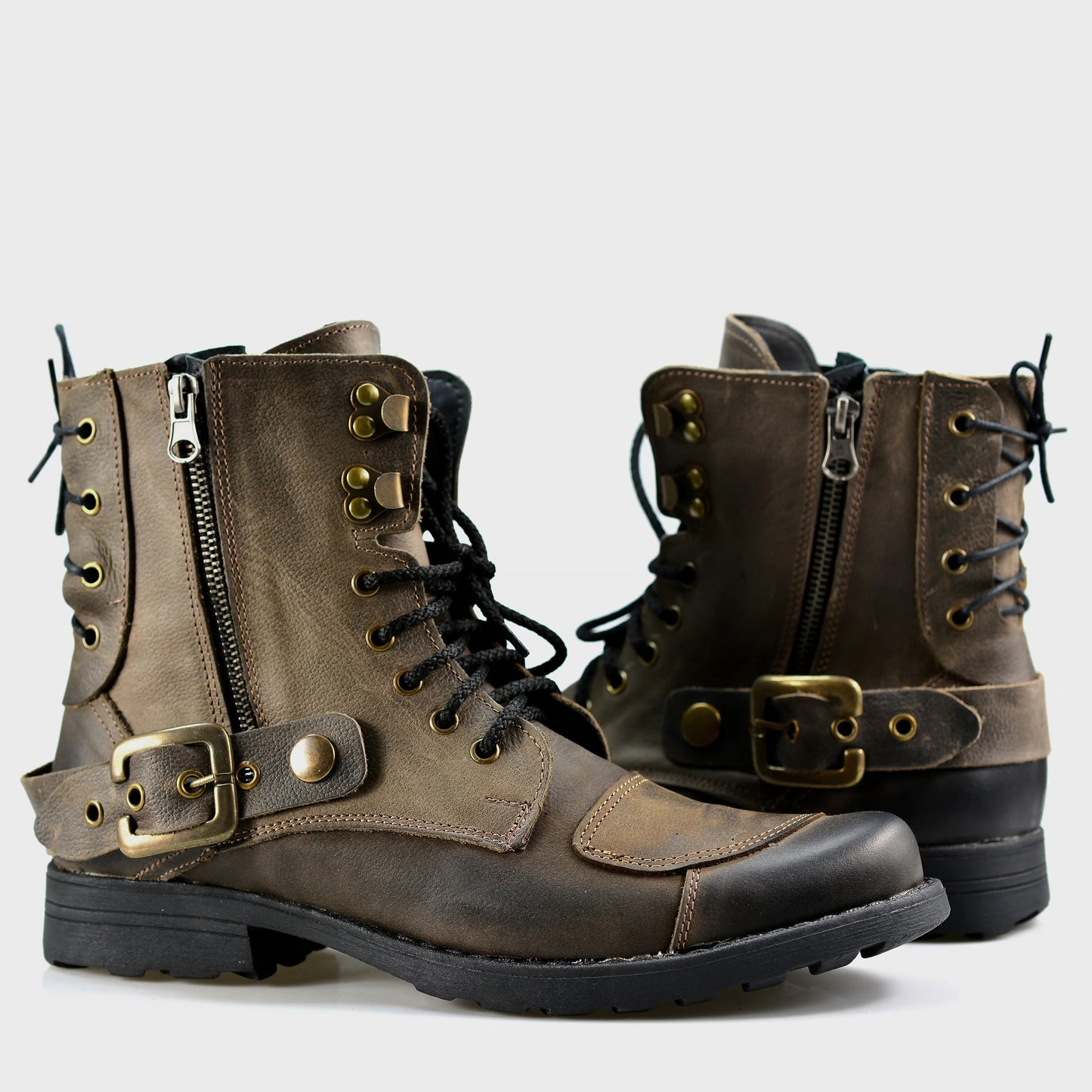Braune Herren-Motorradstiefel aus Leder – Chad | KarolShoes
