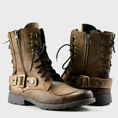 Brown Leather Men’s Motorcycle Boots – Sonny | KarolShoes