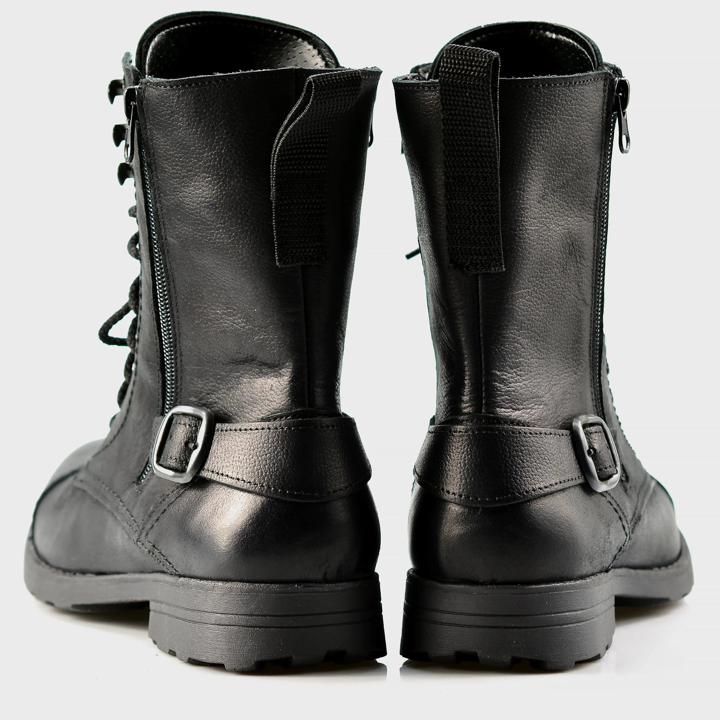 Handgefertigte Schwarze Herren-Combat-Boots aus Leder – Noah | KarolShoes