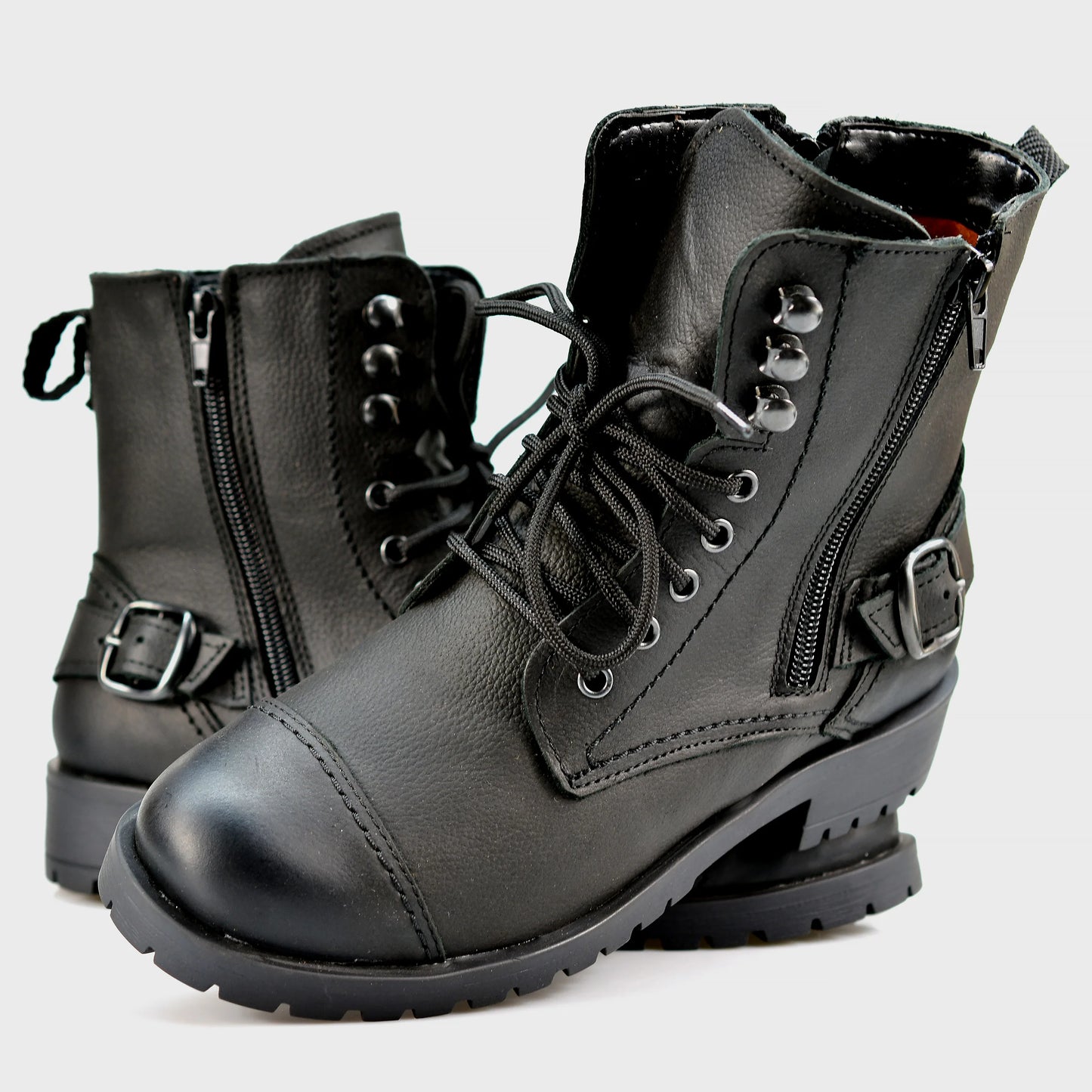 Schwarze Damen-Lederstiefeletten – Alexa | KarolShoes