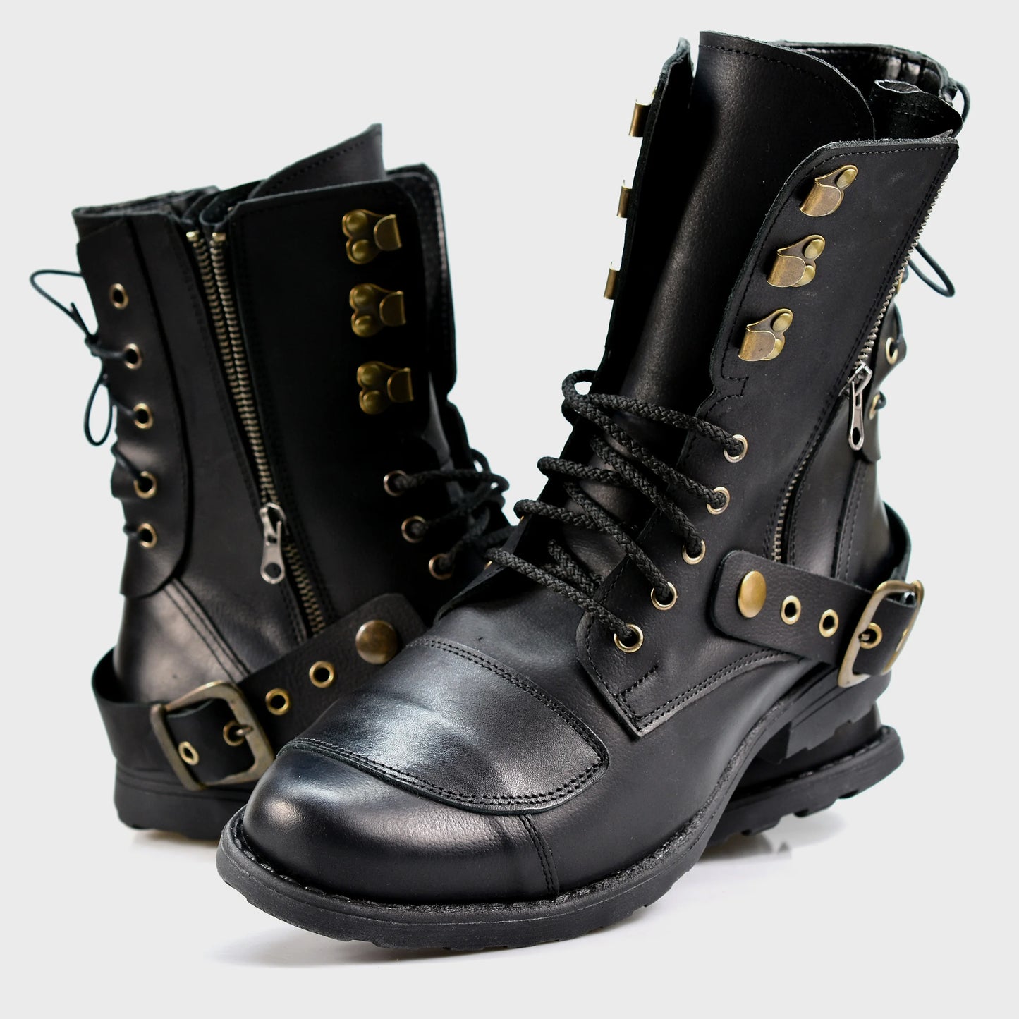 Schwarze Herren-Motorradstiefel aus Leder – Sonny | KarolShoes