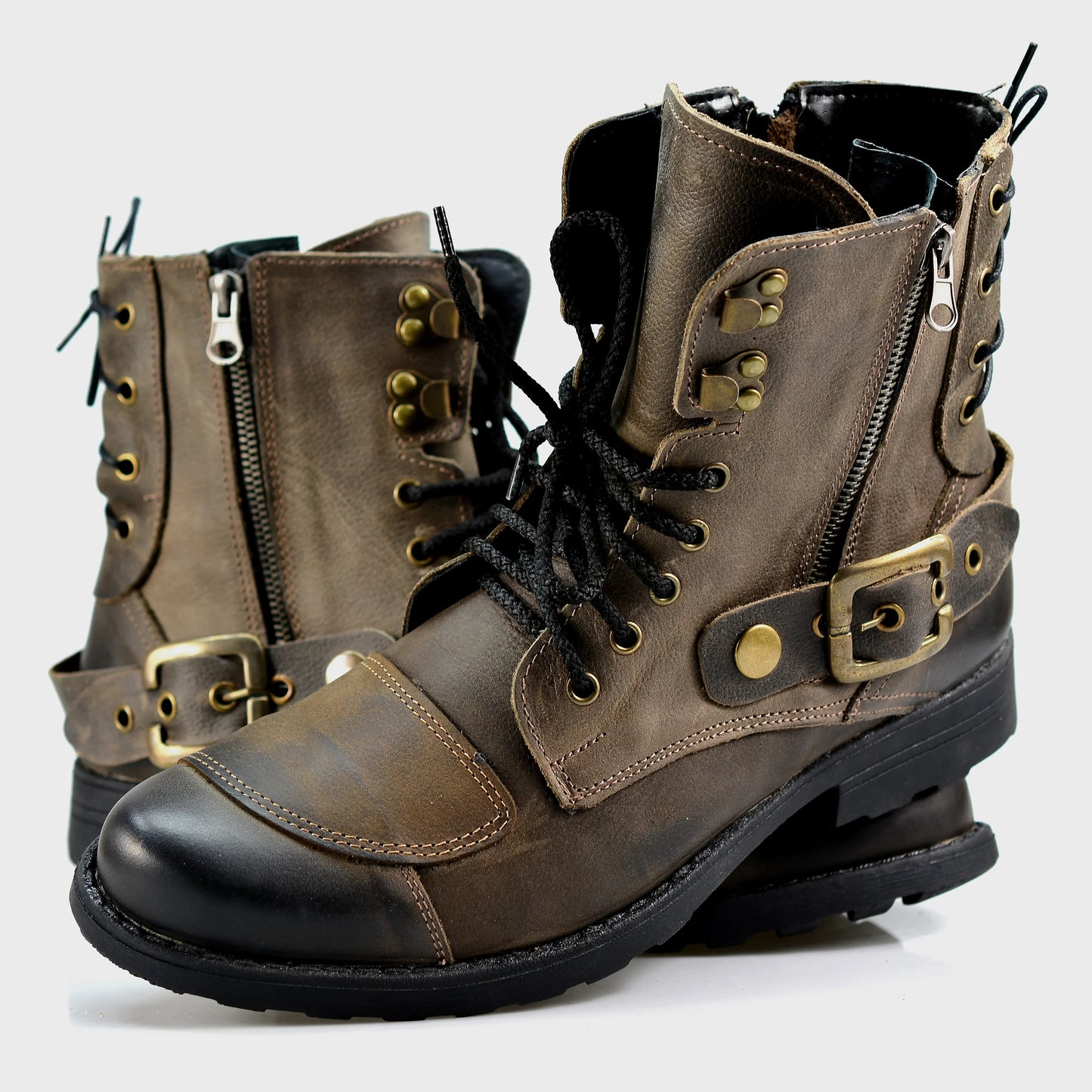Braune Herren-Motorradstiefel aus Leder – Chad | KarolShoes