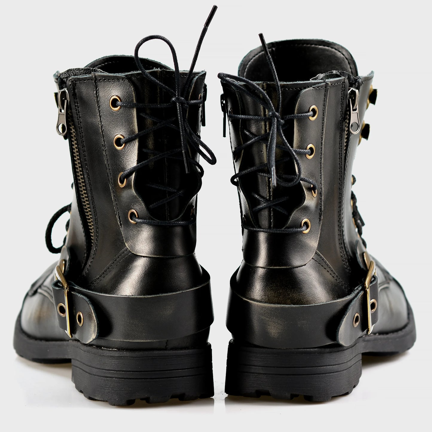 Schwarze BS Herren-Motorradstiefel aus Leder – Chad | KarolShoes