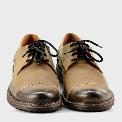 Pánské kožené derby polobotky Mauro hnědé – ručně šité | KarolShoes