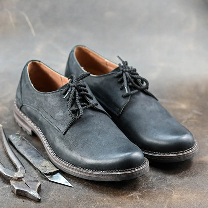 Pánské kožené derby polobotky Aldo – ručně šité černé | KarolShoes