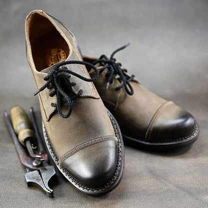 Pánské kožené derby polobotky Mauro hnědé – ručně šité | KarolShoes