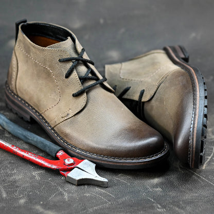 Pánské kožené chukka boty Hawk – hnědé, ručně šité, odolné a pohodlné | KarolShoes