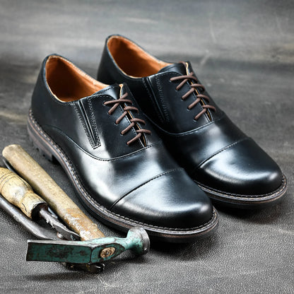 Pánské kožené derby polobotky Enzo – ručně šité černé | KarolShoes