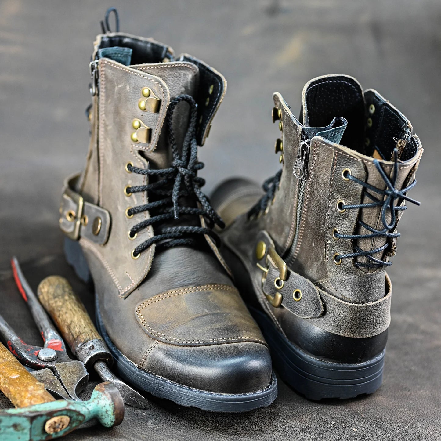 Braune Herren-Motorradstiefel aus Leder – Chad | KarolShoes