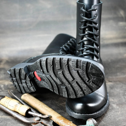 Pánské vysoké kožené boty Corvo – ručně šité černé třševíky | KarolShoes