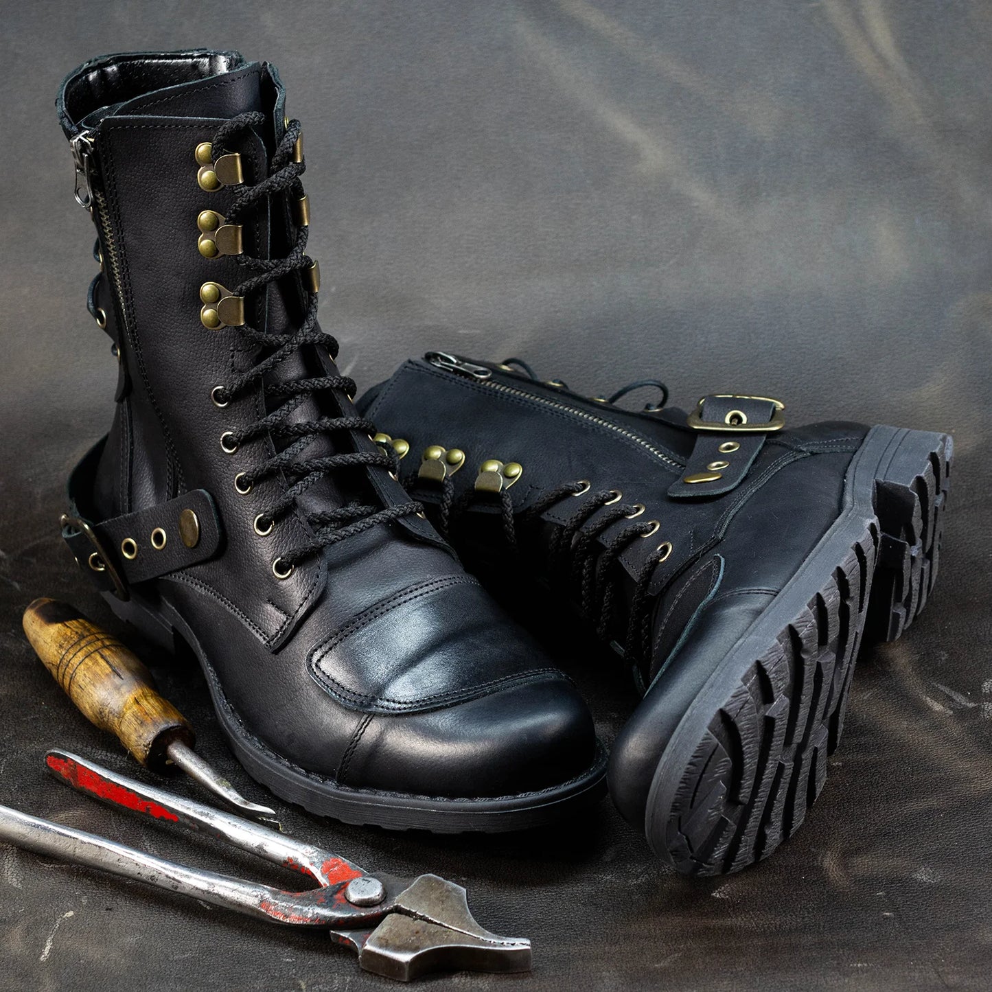 Schwarze Herren-Motorradstiefel aus Leder – Sonny | KarolShoes