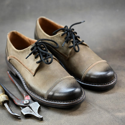 Pánské kožené derby polobotky Mauro hnědé – ručně šité | KarolShoes