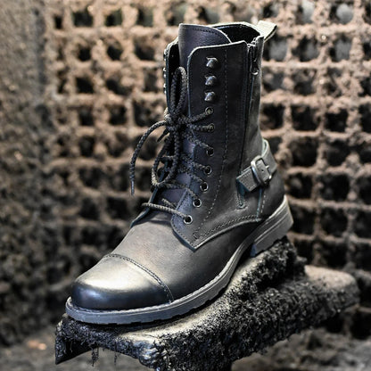 Pánské vysoké kožené boty Noah Černé – ručně šité z prémiové kůže | KarolShoes